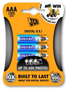 JCB - OXI DIGITAL alkalická baterie AAA/LR03 - blistr 4 ks