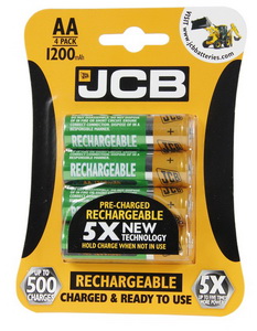 JCB - RTU NiMH AA/R06 1200mAh, přednabitá baterie - blistr 4 ks