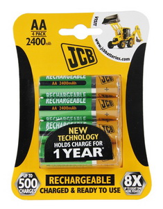 JCB - RTU NiMH AA/R06 2400mAh, přednabitá baterie - blistr 4 ks