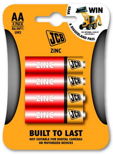 JCB - ZINC zinko-chloridová baterie AA/R06 - blistr 4 ks