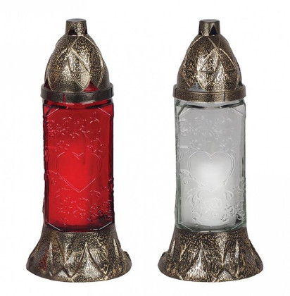 Kahan Grave červené/bílé sklo, 28 h, 80 g, výška 25 cm