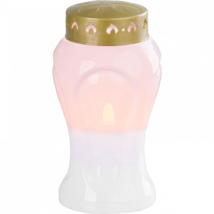Kahanec s LED svíčkou MagicHome TG-26, na hrob, bílý, 10x17cm, (součást balení 2xAA)