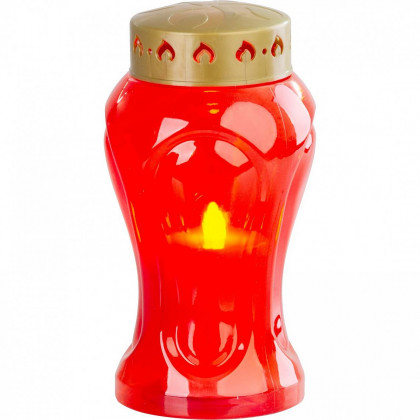 Kahanec s LED svíčkou MagicHome TG-26, na hrob, červený, 17cm, (součást balení 2xAA)
