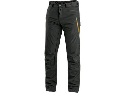 Kalhoty CXS AKRON, softshell, černé s HV žluto/oranžovými doplňky, vel. 60