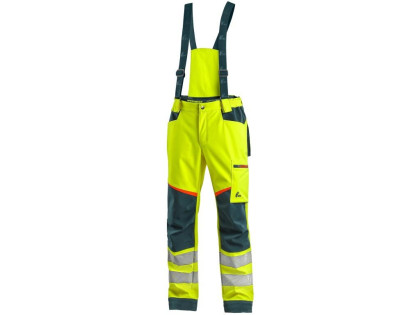 Kalhoty CXS BEDFORD, výstražné, pánské, softshell, žluto-petrolová