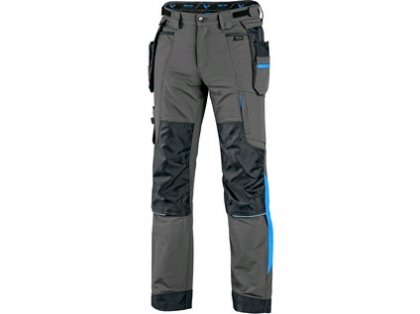 Kalhoty CXS NAOS pánské, šedo-černé, HV modré doplňky, vel. 54