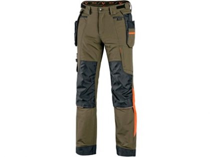 Kalhoty CXS NAOS pánské, zeleno-zelené, HV oranžové doplňky