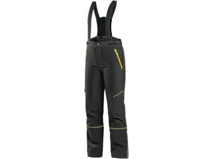 Kalhoty CXS TRENTON, zimní softshell, dětské, černé s HV žluto/oranžové doplňky, vel. 14