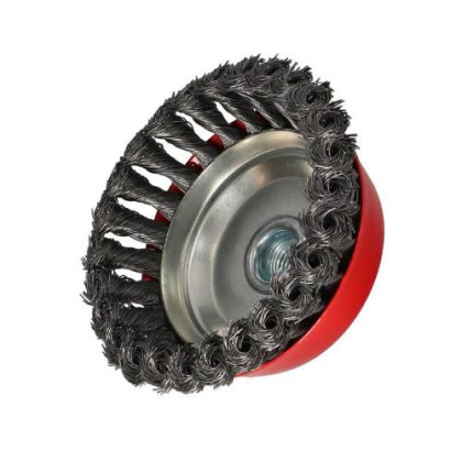 Kartáč drátěný čelní copánkový ocelový, závit M14 60 20, FASTER TOOLS