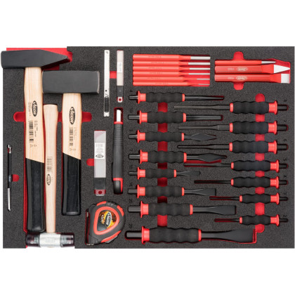 Kladiva, sekáče a vyrážeče v pěnové výplni, 51 ks, VIGOR - V6817