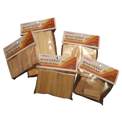 Klínky montážní dřevěné | 80x25x10-3 mm 1bal/20ks