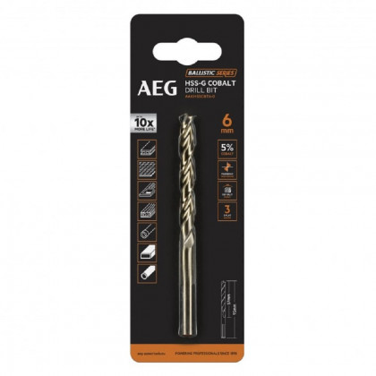 Kobaltový vrták AEG HSS-G do kovu 6mm