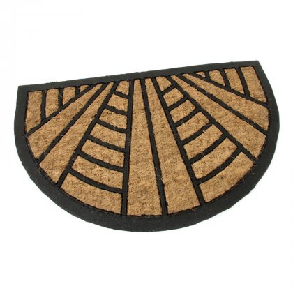 Kokosová čistící venkovní vstupní půlkruhová rohož Stripes - Lines, FLOMA - délka 40 cm, šířka 60 cm a výška 0,8 cm