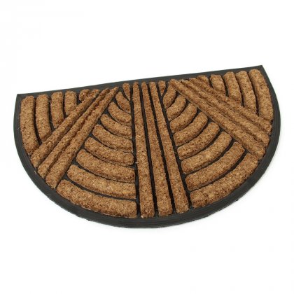 Kokosová čistící venkovní vstupní půlkruhová rohož Stripes - Lines, FLOMA - délka 45 cm, šířka 75 cm a výška 2,2 cm