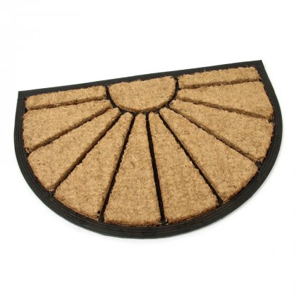 Kokosová čistící venkovní vstupní půlkruhová rohož Sun, FLOMA - délka 40 cm, šířka 60 cm a výška 1,7 cm