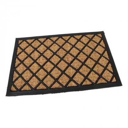 Kokosová čistící venkovní vstupní rohož Rectangle - Rhombus, FLOMA - délka 40 cm, šířka 60 cm a výška 0,8 cm