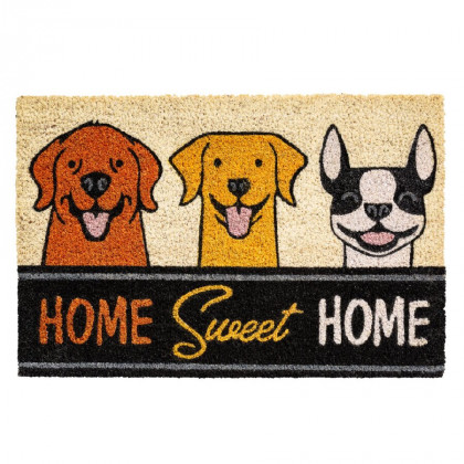 Kokosová vnitřní čistící vstupní rohož FLOMA Ruco Home Happy Dogs - 40 x 60 x 1,5 cm