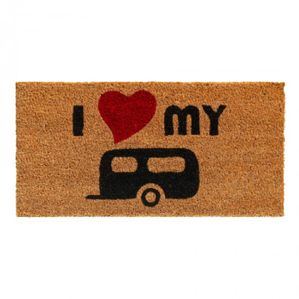 Kokosová vnitřní čistící vstupní rohož FLOMA Ruco I love my trailer - 25 x 50 x 1,5 cm