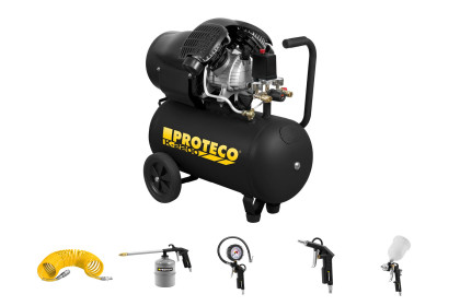 Kompresor 2,2kW, nádoba 50L + sada pneumatického nářadí 5-dílná