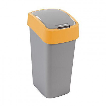 Koš Curver® FLIP BIN 10L, šedostříbrná/žlutá, na odpadky