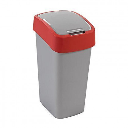 Koš Curver® FLIP BIN 25L, šedostříbrná/červená, na odpadky