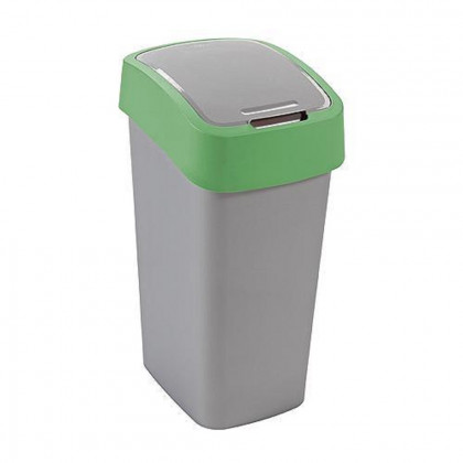 Koš Curver® FLIP BIN 25L, šedostříbrná/zelená, na odpadky