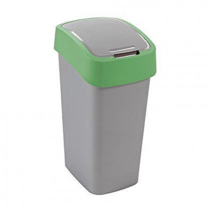 Koš Curver® FLIP BIN 50L, šedostříbrná/zelená, na odpadky