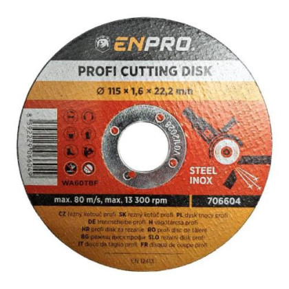 Kotouč na kov řezný PROFI, Ø 115 x 1,6 x 22,2 mm, ENPRO