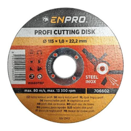 Kotouč na kov řezný PROFI, Ø 115 x 1 x 22,2 mm, ENPRO