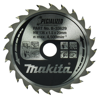 kotouč pilový dřevo SPECIALIZED 136x1.5x20mm 24Z pro aku pily = old B-21995