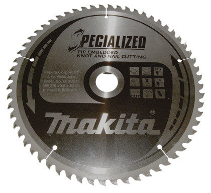 kotouč pilový dřevo SPECIALIZED se zapuštěnými zuby 270x2.6x30mm 60Z = old B-09531