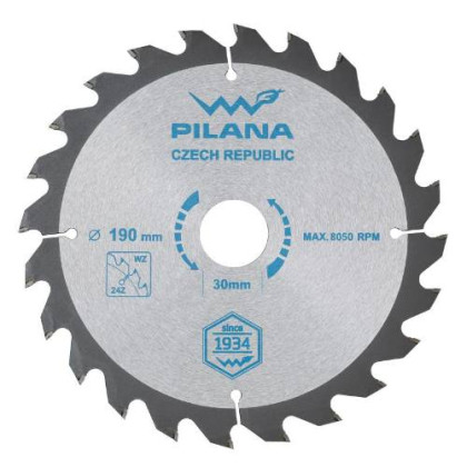 Kotouč pilový na dřevo TCT 190 x 2,2 x 30 mm, 24 zubů, PILANA