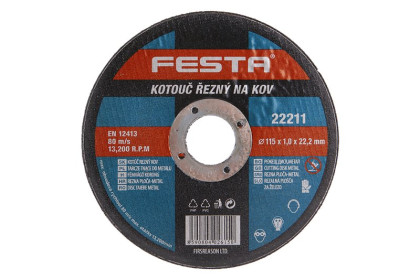 Kotouč řezný FESTA na kov 115x1x22.2mm