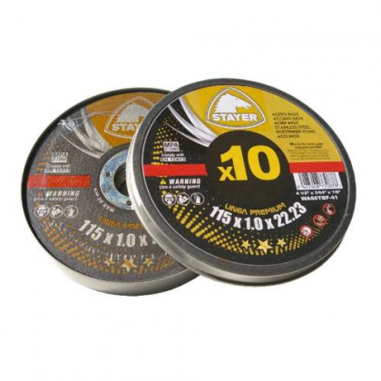 Kotouč řezný na kov PREMIUM T41, Ø 115 x 1 x 22,23 mm, 10 ks, STAYER