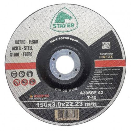 Kotouč řezný na kov STANDARD T42, Ø 150 x 3 x 22,23 mm, STAYER