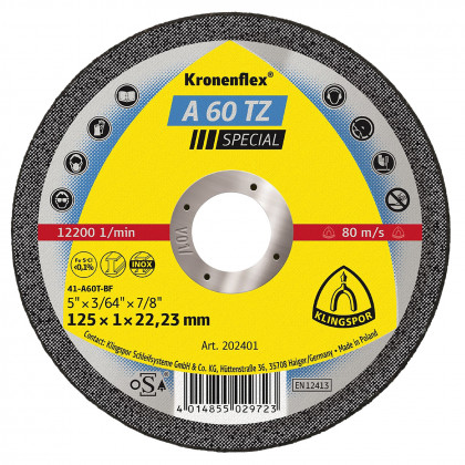 Kotouč řezný na nerez A 60TZ Special | 125x1x22,2 mm