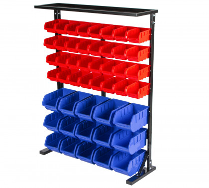 Kovový regál s plastovými boxy 47 ks - SBRF3447