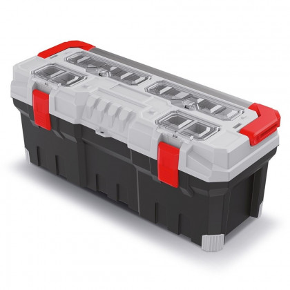 Kufr na nářadí TITAN PLUS šedý 752x300x304 mm, s kovovým držadlem