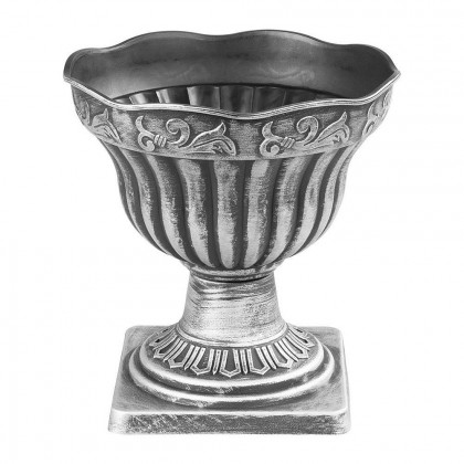 Kvetináč Antik s podstavcem 30x30cm stříbrný, metalický efekt