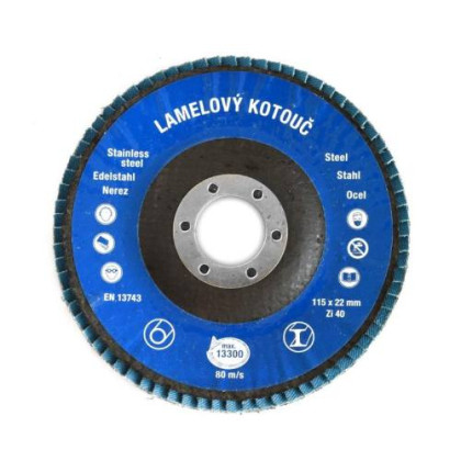 Lamelový brusný kotouč Zirkon Ø 115 x 22 mm, zrnitost 40