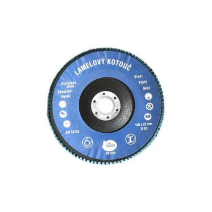 Lamelový brusný kotouč Zirkon Ø 150 x 22 mm, zrnitost 60