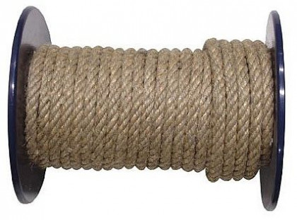 Lano stáčené přírodní 10mm (plastová cívka/100m)