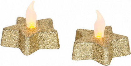 LED čajová svíčka hvězda MagicHomee zlatá, teplá bílá, 5,8x4,8cm