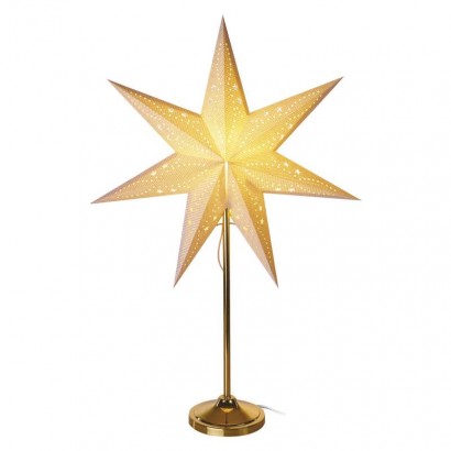 LED hvězda papírová se zlatým stojánkem, 45 cm, vnitřní