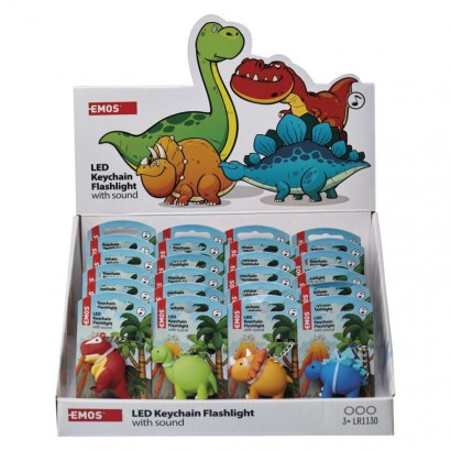 LED klíčenka – dinosauři se zvukem na LR54, 24 ks