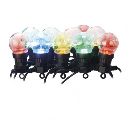 LED světelný řetěz – 10× párty žárovky, 5m, multicolor