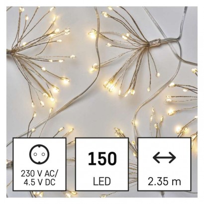 LED světelný řetěz – svítící trsy, nano, 2,35 m, vnitřní, teplá bílá, časovač