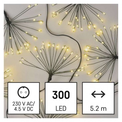 LED světelný řetěz – svítící trsy, nano, 5,2 m, vnitřní, teplá bílá, časovač