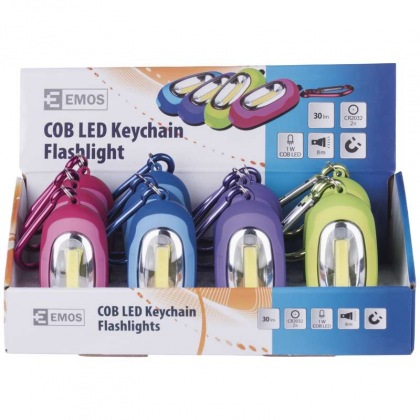 LED svítilna plastová, 1x COB LED, na 2x CR2032, 12ks box