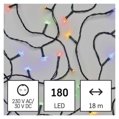 LED vánoční řetěz, 18 m, venkovní i vnitřní, multicolor, programy